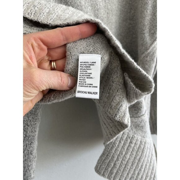 BROCHU WALKER Carrie Women’s back slit Beige Gray turtleneck sweater Alpaca S - Picture 5 of 5